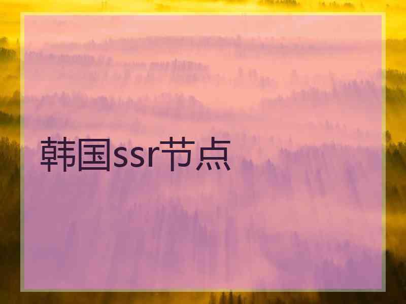 韩国ssr节点